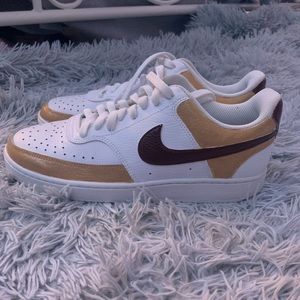 Nike court vision low hand painted nude and brown